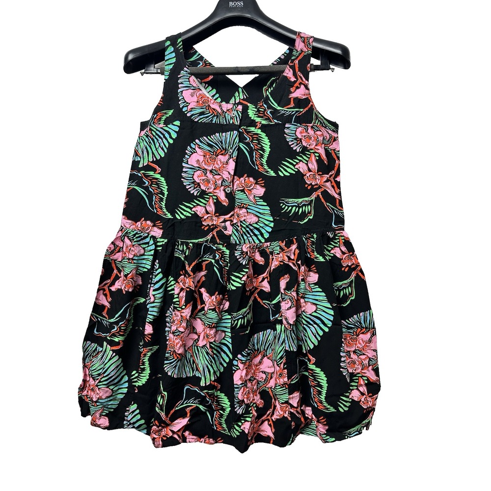 Levi's Chrissie Women Black 100% Viscosa Floral-Print aA line Dress SZ Small‎